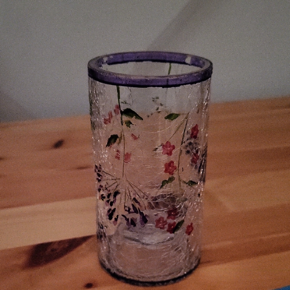 Floral Crackle Glass Vase